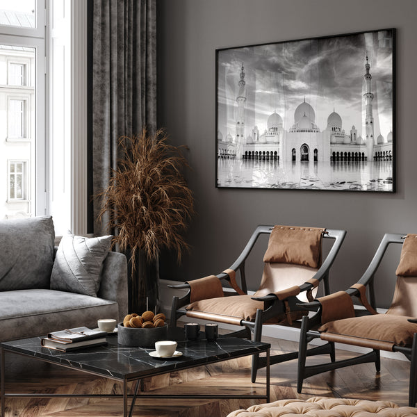 Poster - Fotografija - Džamija šeika Zajeda (Abu Dabi) crnobijela